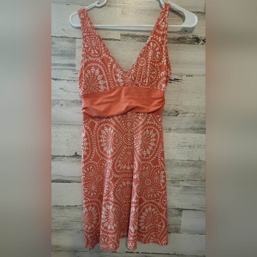 Patagonia Womens Margo Dress Floral Sleeveless Surplice V-Neck Stretch Orange XS